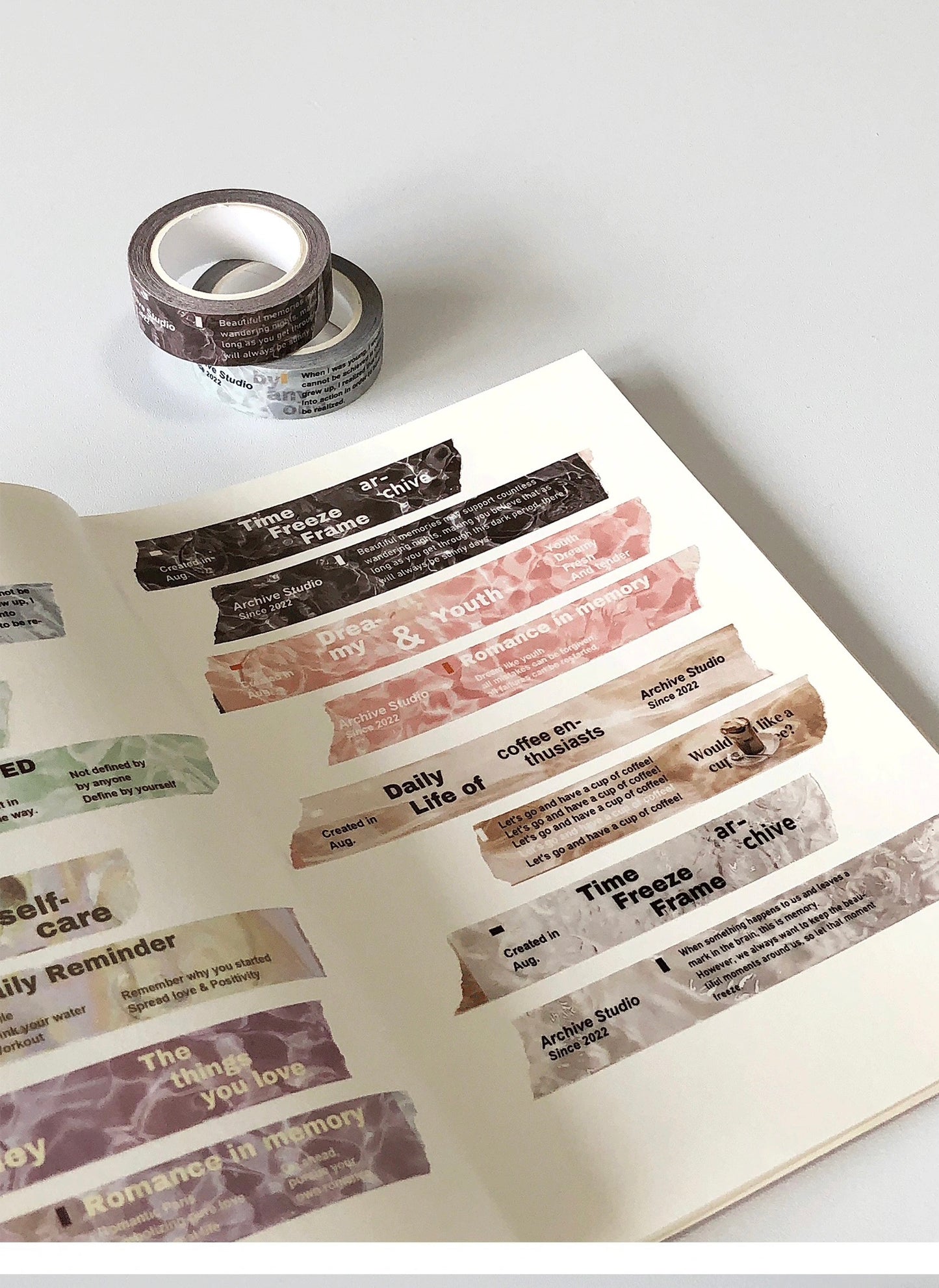 Archive Studio - Wave | 1.5cm Washi Tape | 2 Rolls Set | Basic | NO Release Paper