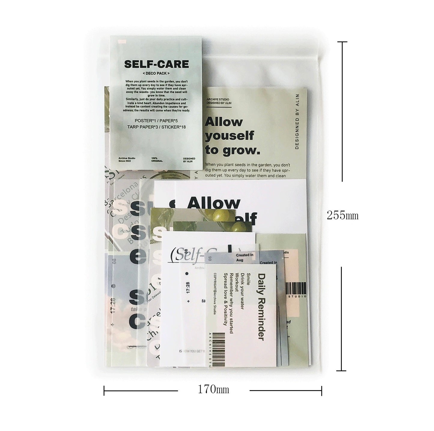 Archive Studio - Self-Care | 14pcs Deco Pack | Ephemera Paper | Sticker