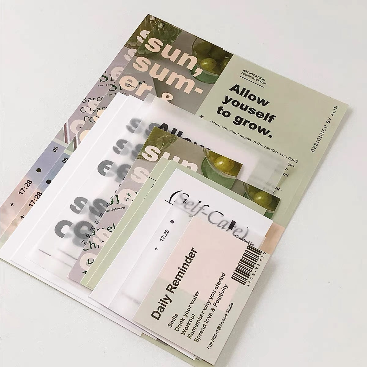 Archive Studio - Self-Care | 14pcs Deco Pack | Ephemera Paper | Sticker