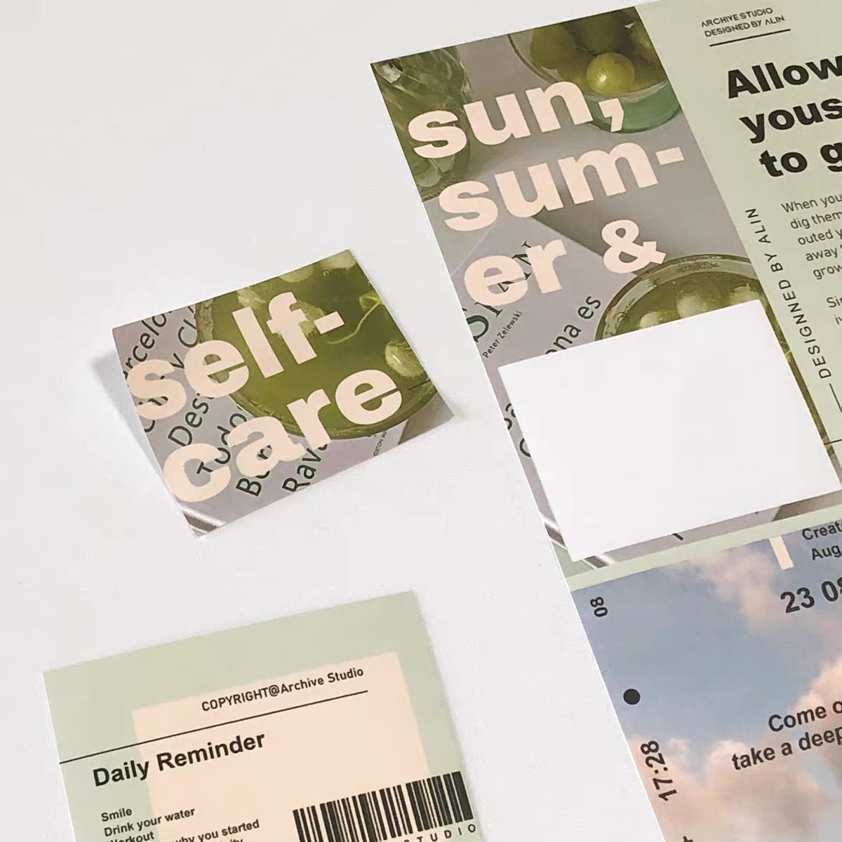 Archive Studio - Self-Care | 14pcs Deco Pack | Ephemera Paper | Sticker