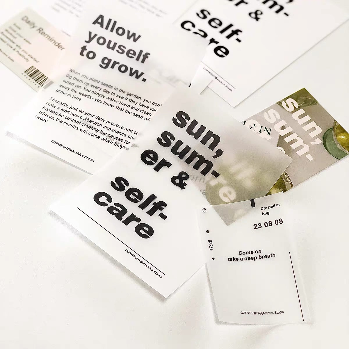 Archive Studio - Self-Care | 14pcs Deco Pack | Ephemera Paper | Sticker