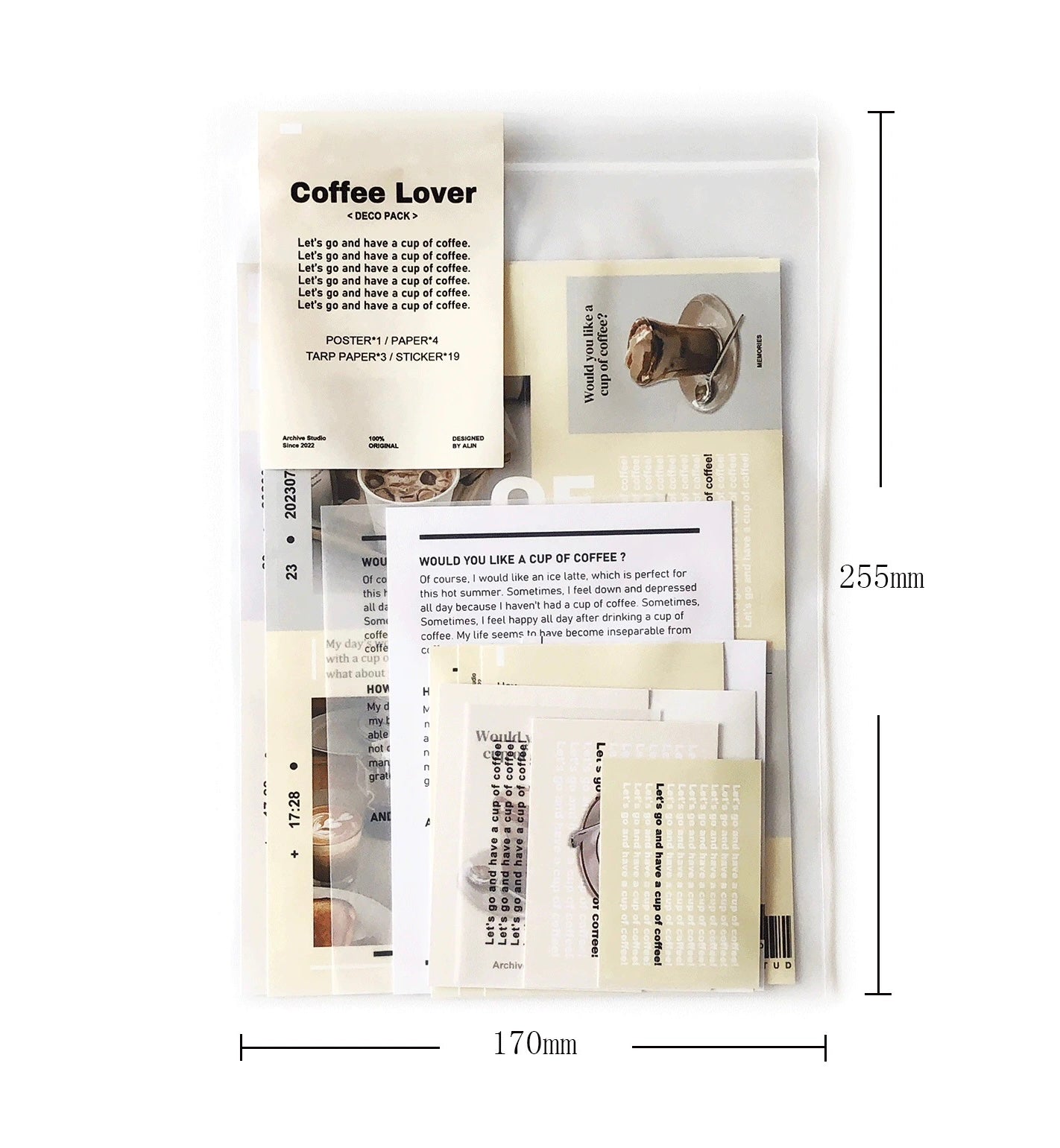 Archive Studio - Coffee Lover | 14pcs Deco Pack | Ephemera Paper | Sticker