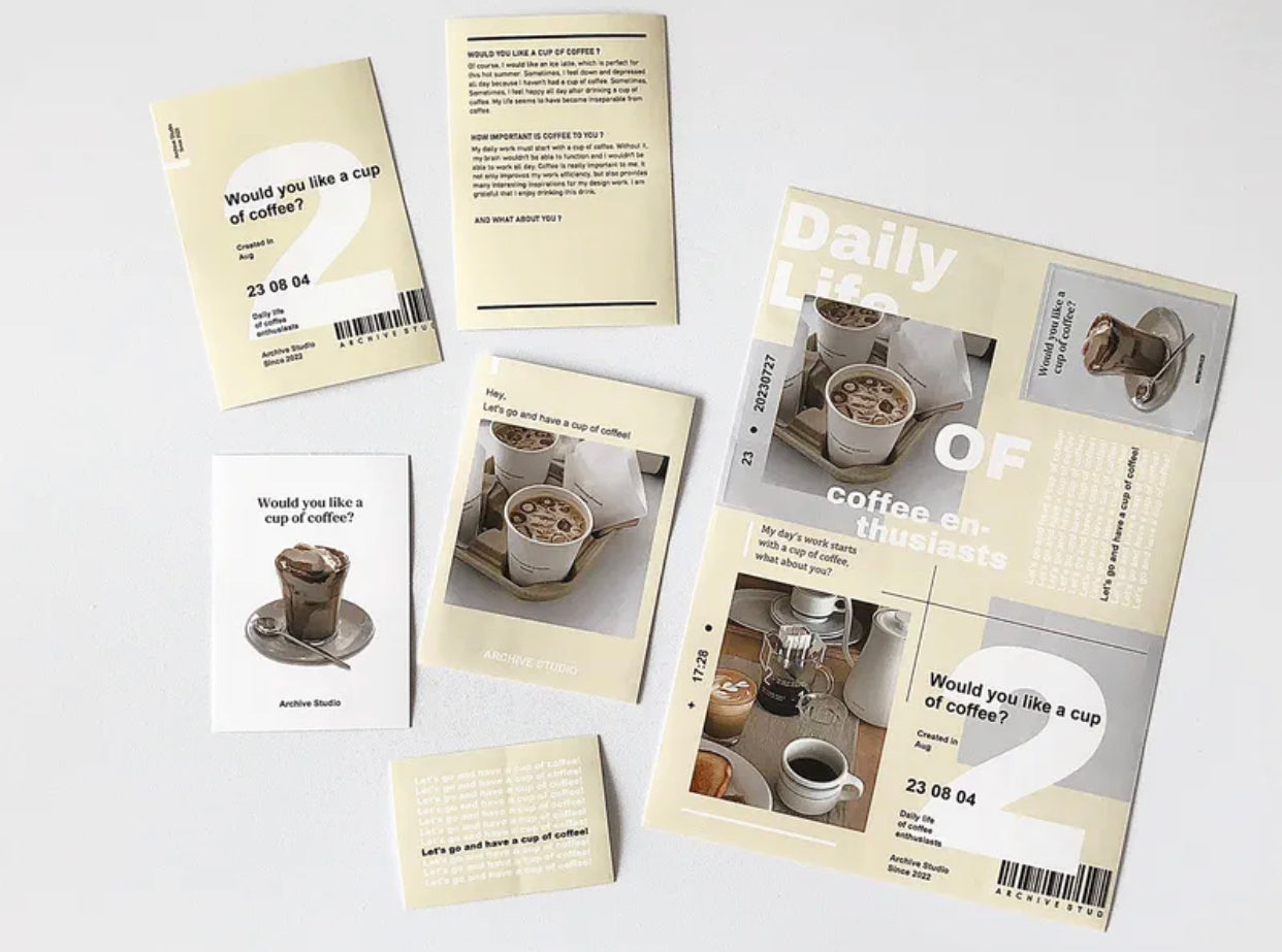 Archive Studio - Coffee Lover | 14pcs Deco Pack | Ephemera Paper | Sticker
