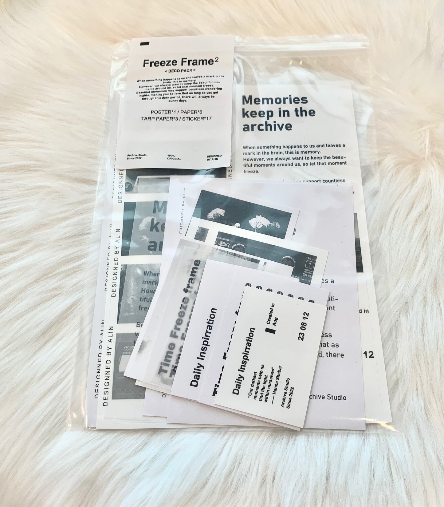 Archive Studio - Freeze Frame - White | 14pcs Deco Pack | Ephemera Paper | Sticker
