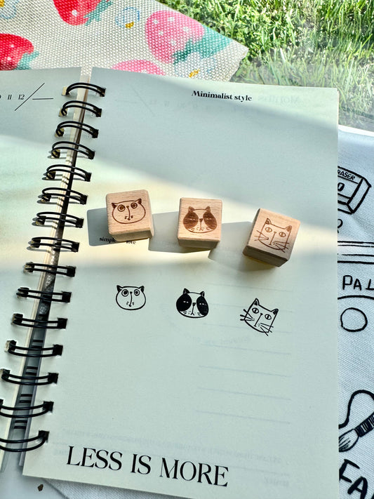 NEW! Shu Studio - Little Meow Collection | 3pcs Rubber Stamp Set