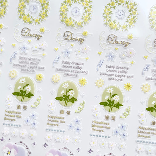 NEW! Chayu - Flower Letter | Kiss-cut | 4cm Glitter PET Tape | Release Paper | 5.25M
