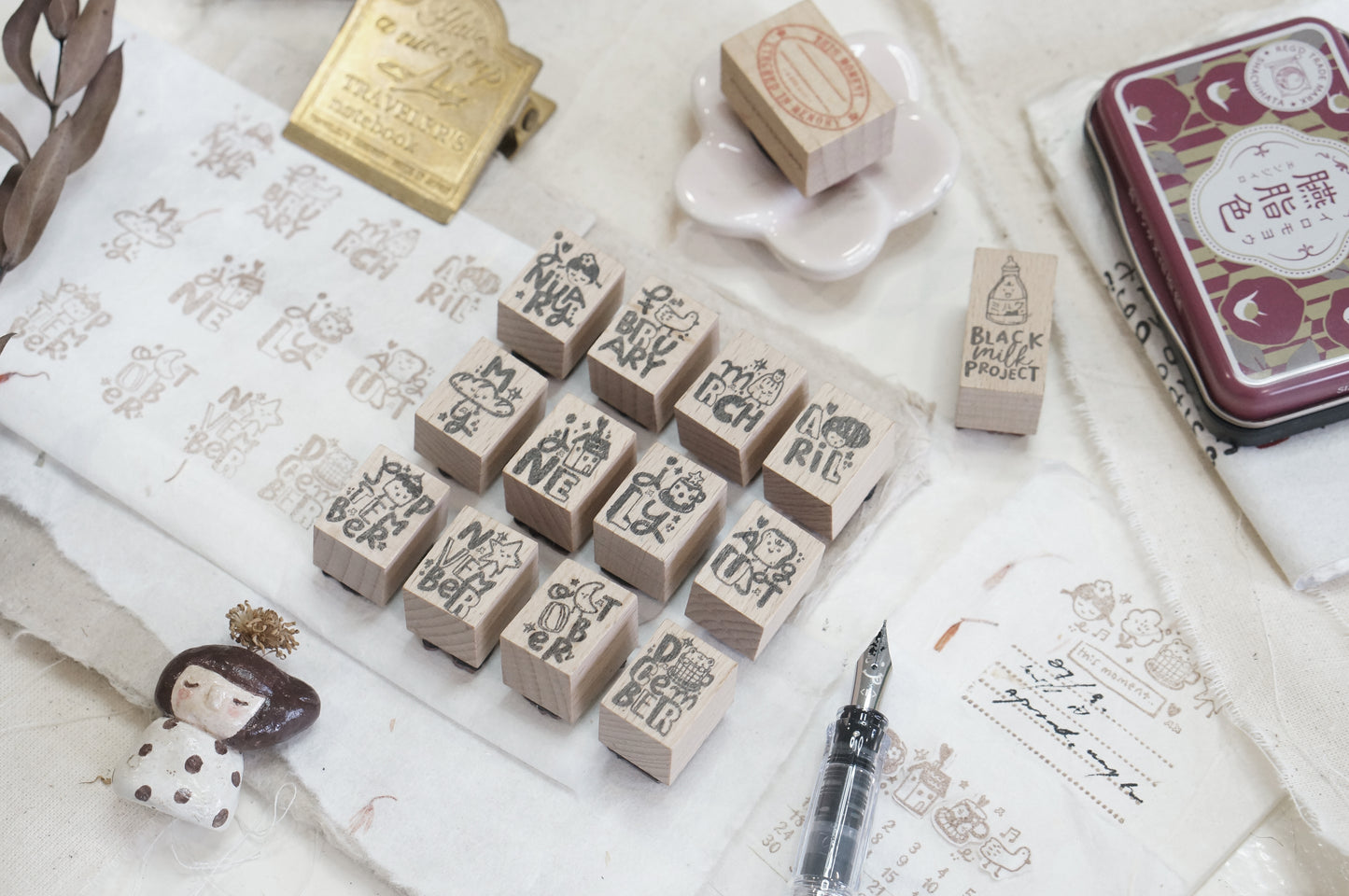 Black Milk Project - This Moment | Month Set | 12pcs Rubber Stamp Set