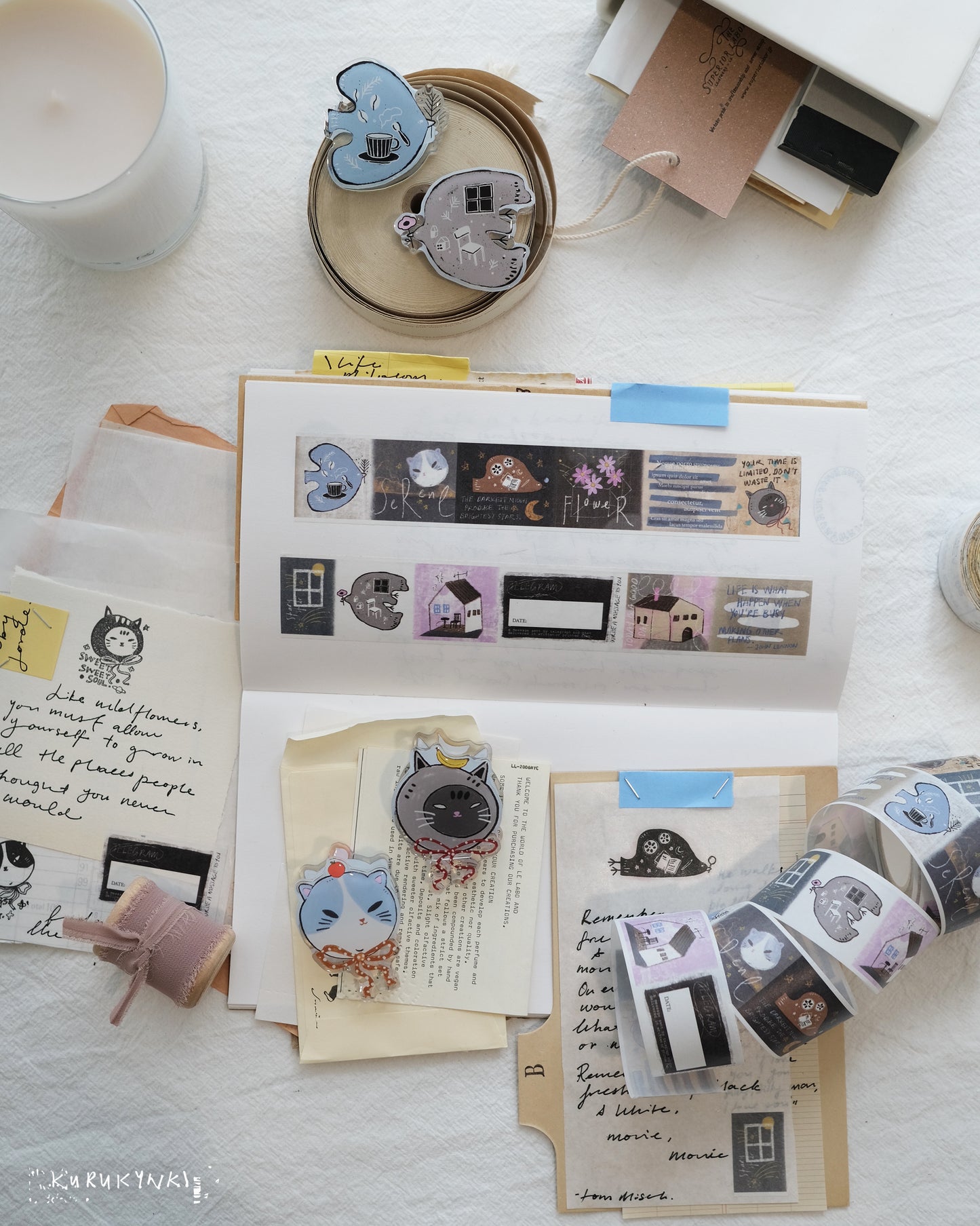 Kurukynki - Nonchalant | 3cm Washi Tape | Release Paper