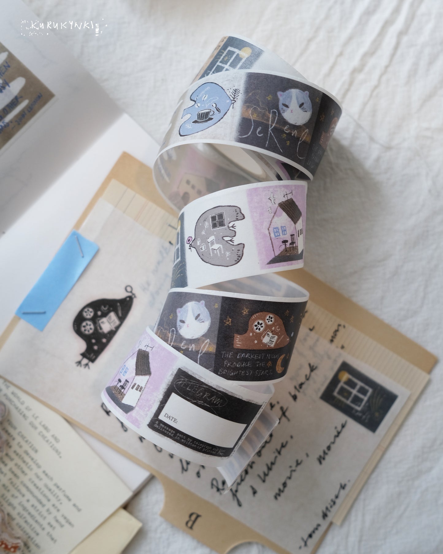 Kurukynki - Nonchalant | 3cm Washi Tape | Release Paper