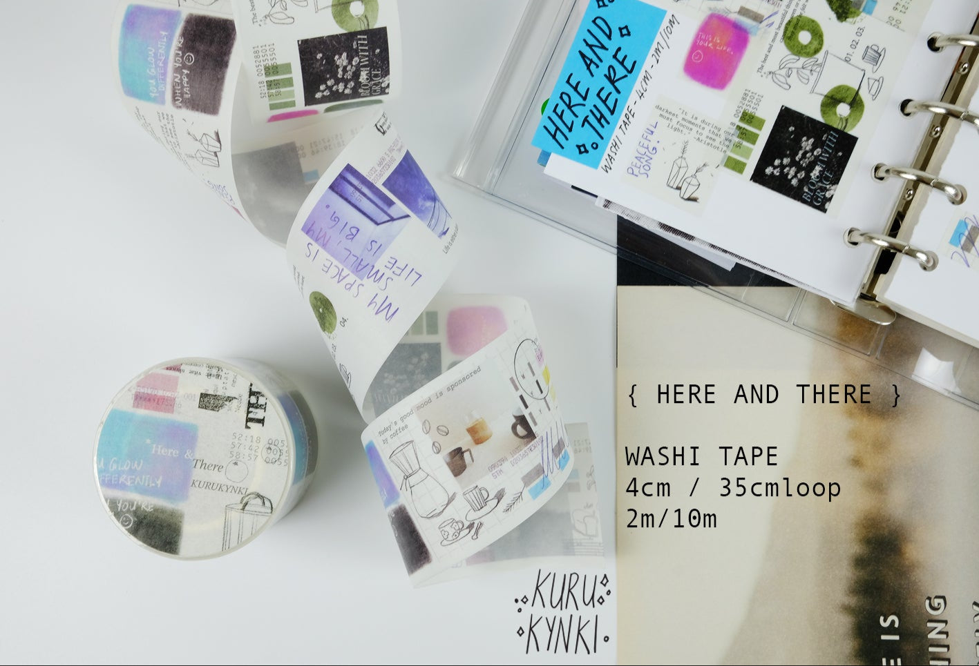 NEW! Kurukynki - Here and There | 4cm Washi Tape | Release Paper | 10M