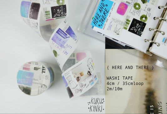 Kurukynki - Here and There | 4cm Washi Tape | Release Paper | 10M