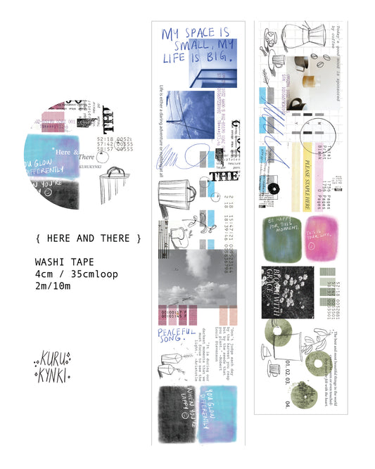 Kurukynki - Here and There | 4cm Washi Tape | Release Paper | 10M
