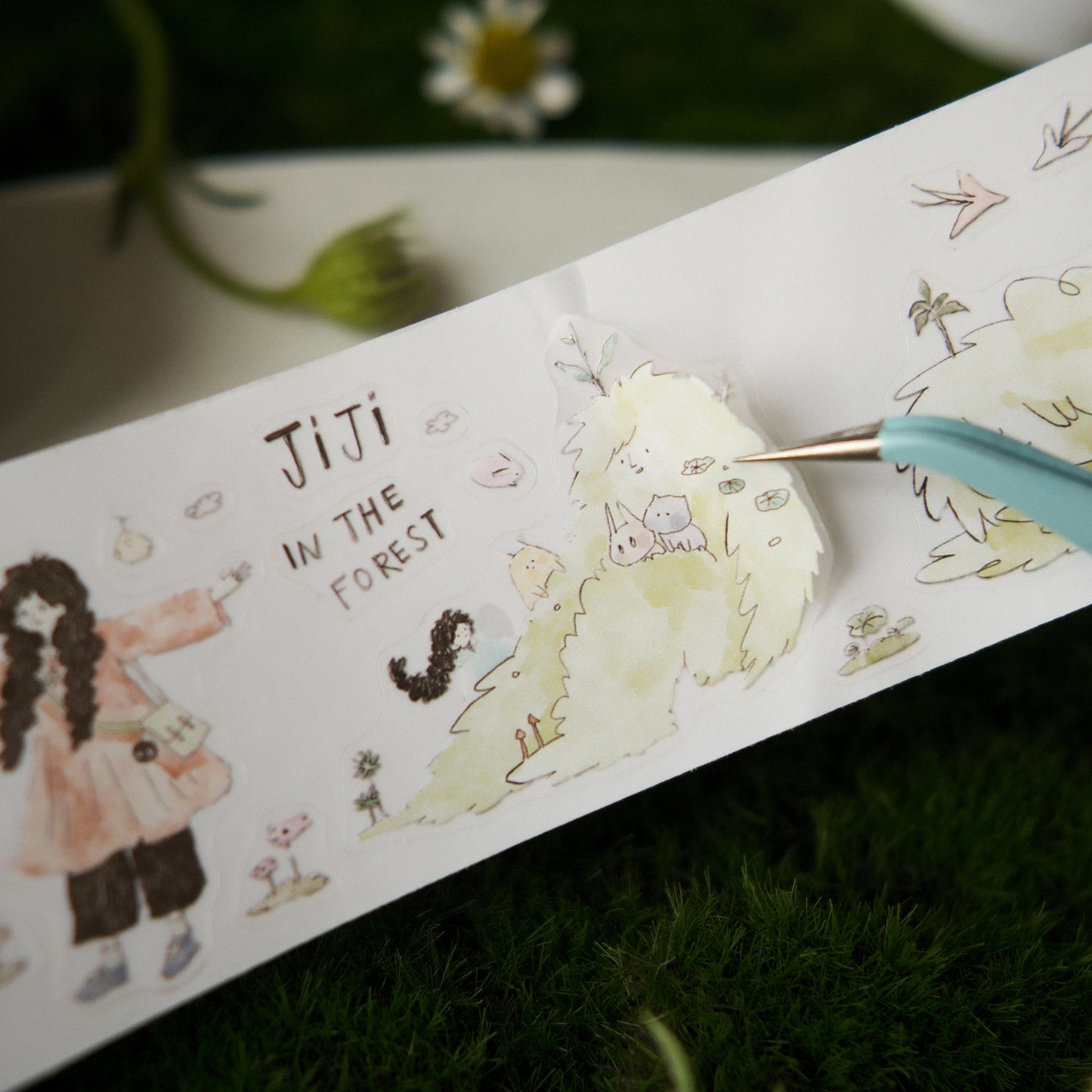 Teayou - Jiji In The Forest | Kiss-cut | 4cm Matte PET Tape | Release Paper