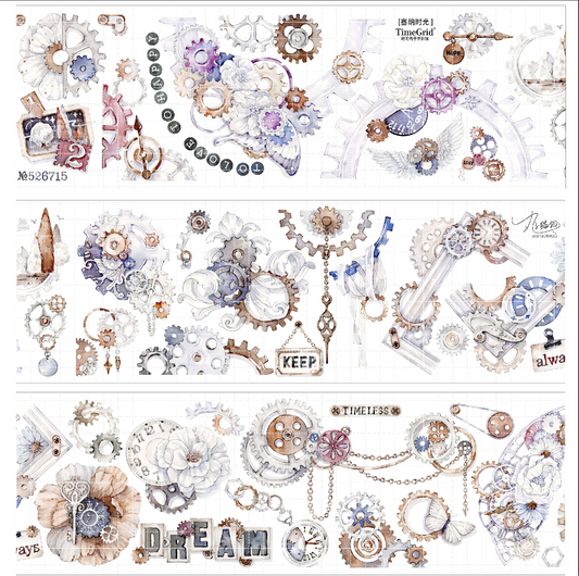 Time Grid - Senna Time | 7cm Iridescent PET Tape | Release Paper