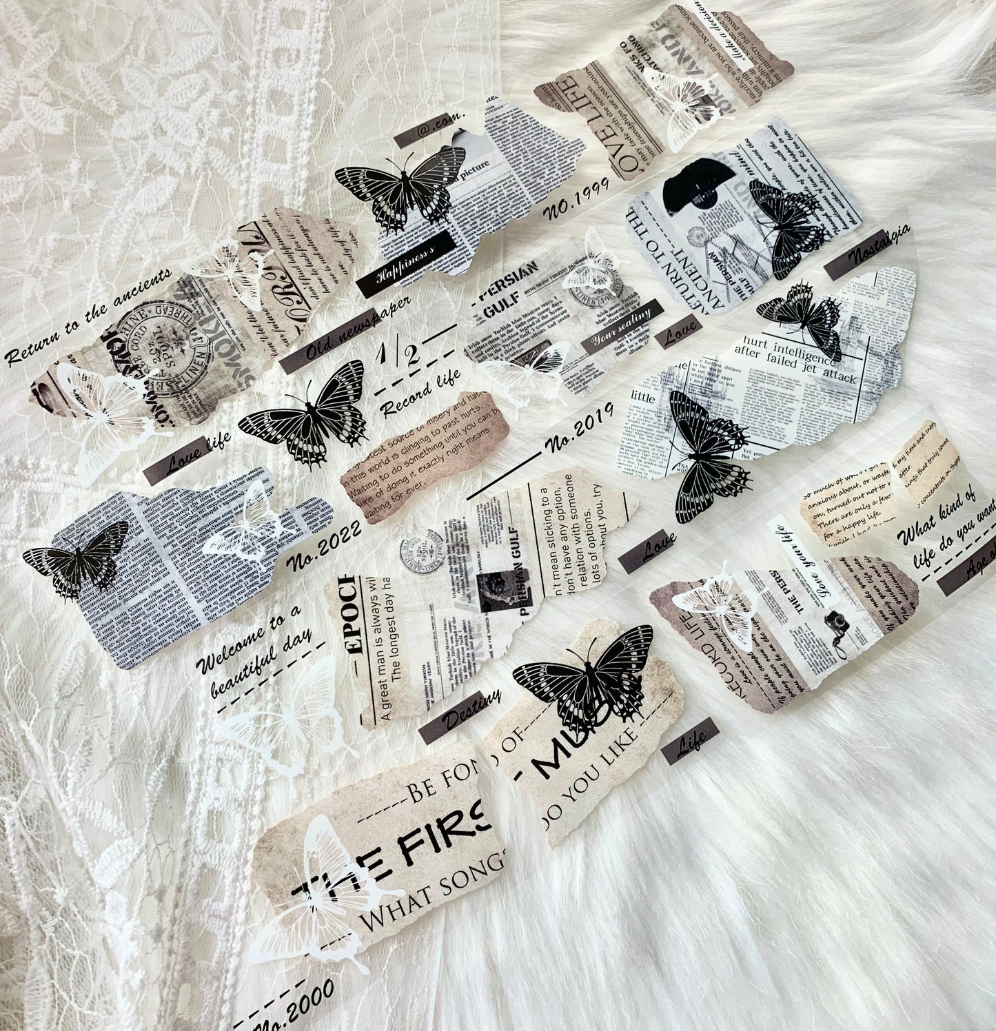 LLX - Broken Newspaper | 5cm PET Tape | Release Paper | 5M