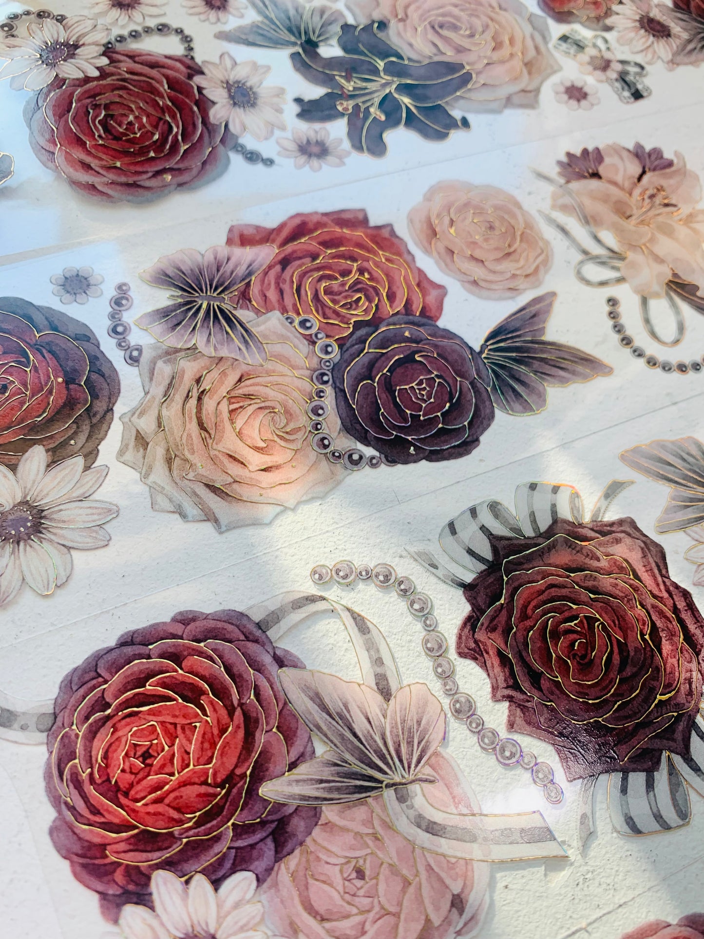 Hakiso Studio - Camellia Red | 6cm Laser Gold PET Tape | Release Paper