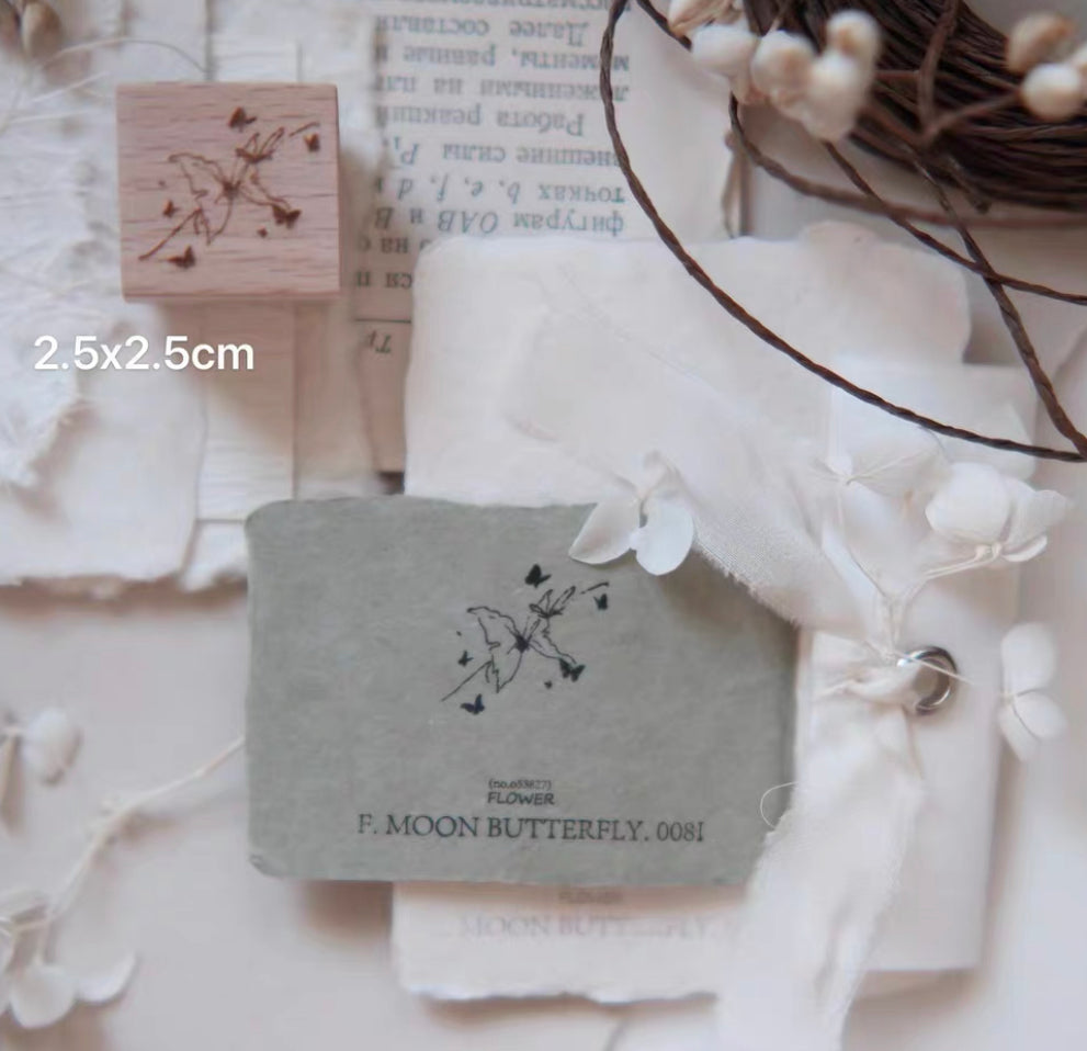 Jeenzaa Zoey Studio - Butterfly & Moon | Rubber Stamps