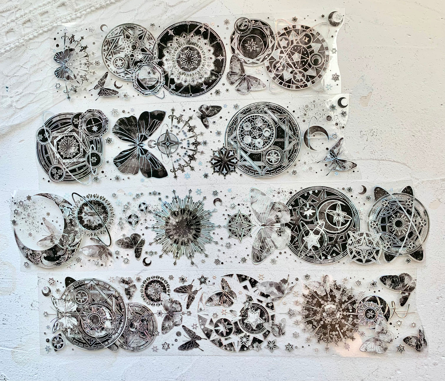 Shine Studio - Star & Moon | 6cm Laser Silver PET Tape | Release Paper