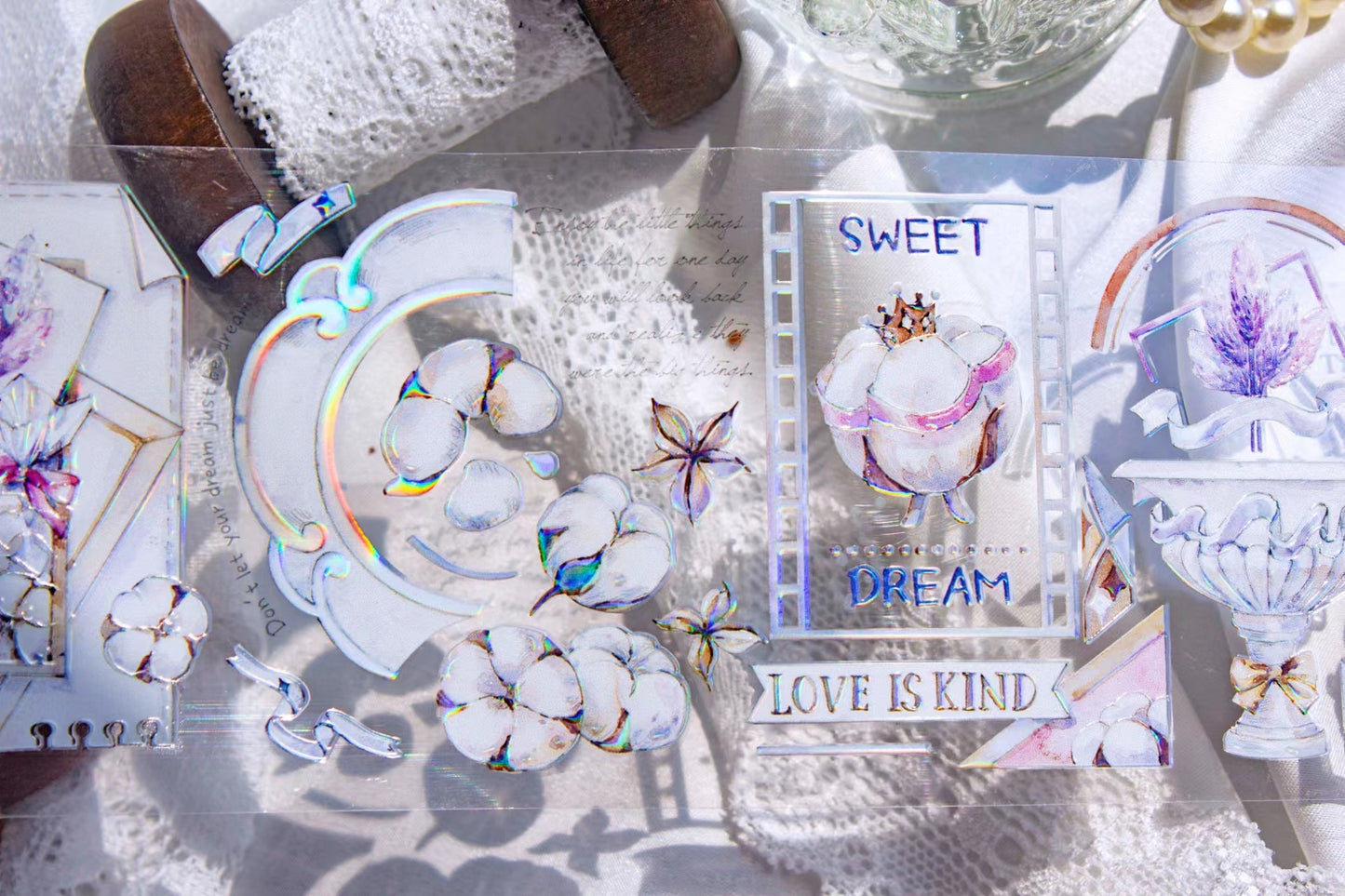 Time Grid -Cotton | 7cm Iridescent PET Tape | Release Paper