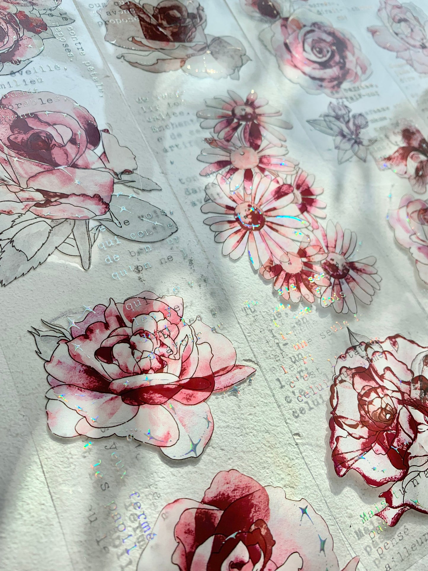CelloM - Dark Rose | 6cm Laser Silver PET Tape | Release Paper