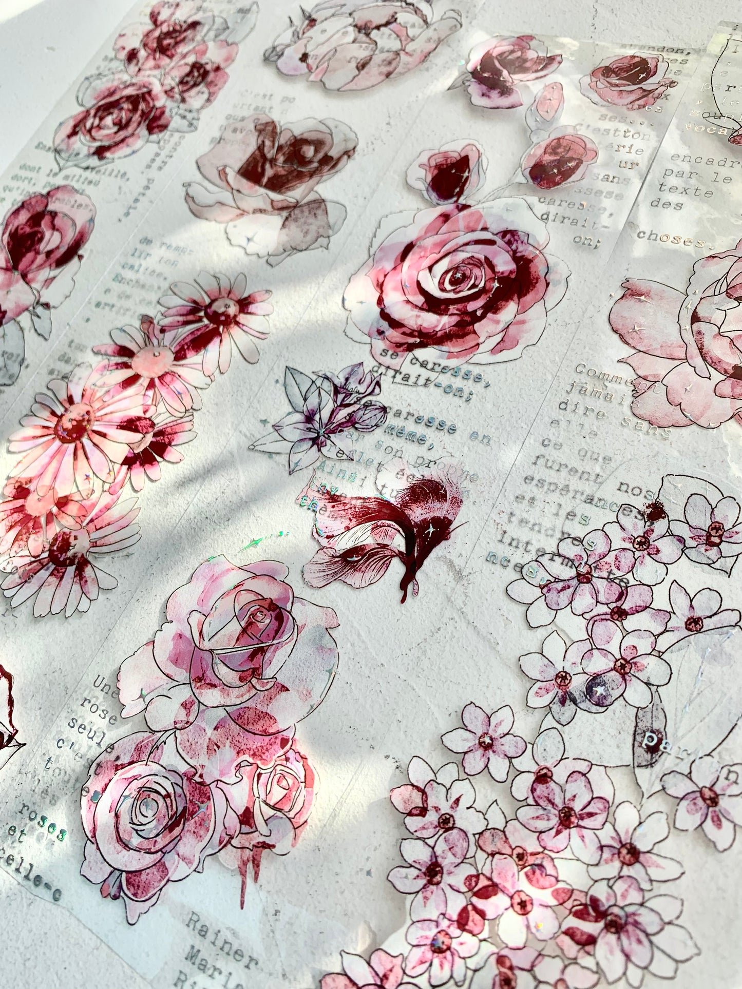 CelloM - Dark Rose | 6cm Laser Silver PET Tape | Release Paper