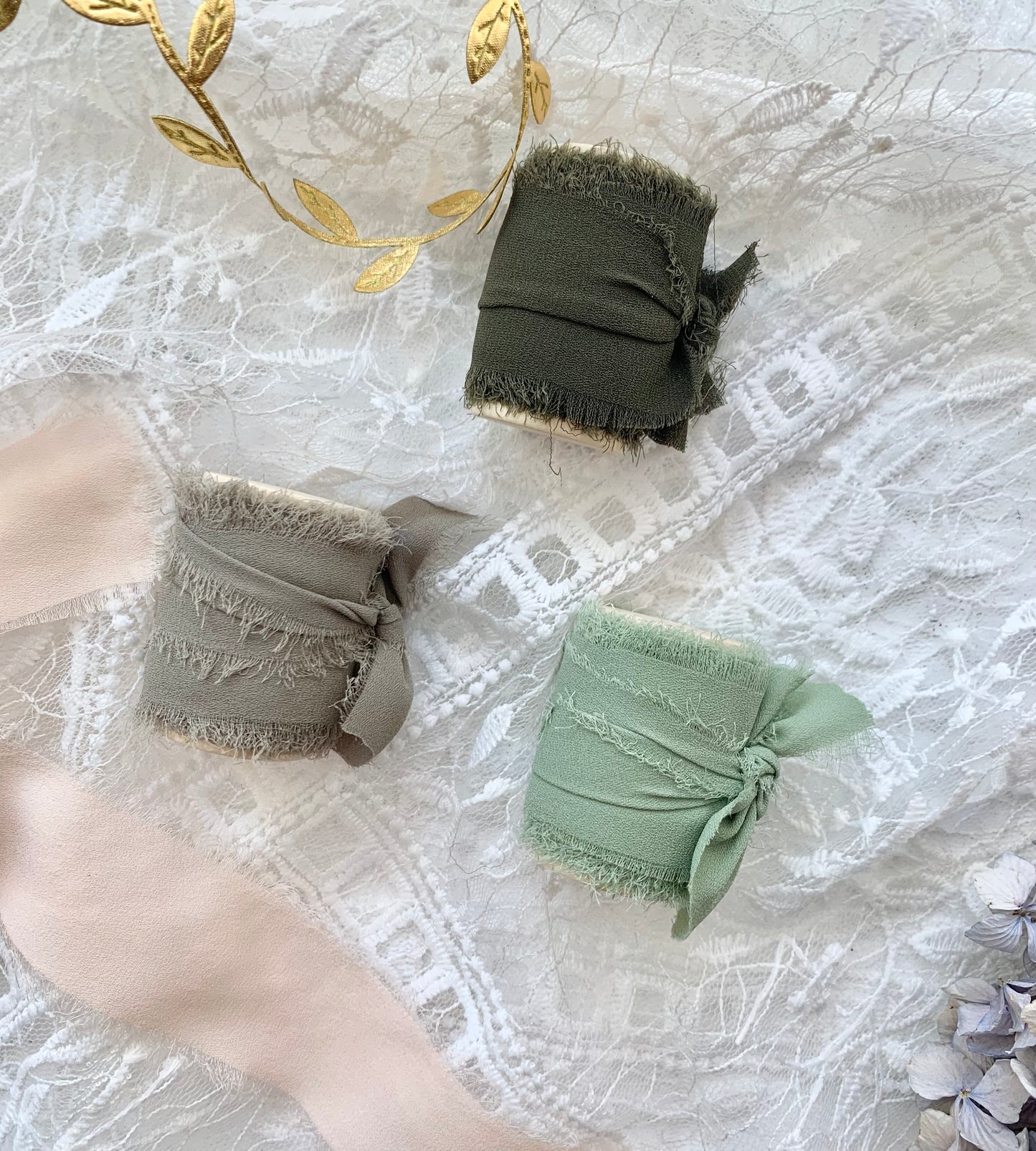 Chiffon Silk Ribbons | 3 Rolls with Wood Spool in Box | Journaling Accessories