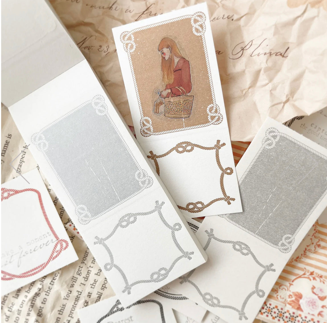 Journal Pages - 50pcs Knot Frame 2 Pattern Label Book | Ephemera Paper