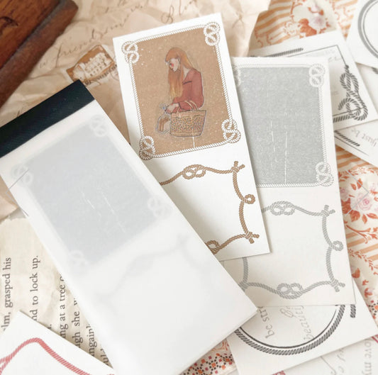 Journal Pages - 50pcs Knot Frame 2 Pattern Label Book | Ephemera Paper