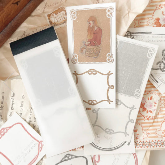 Journal Pages - 50pcs Knot Frame 2 Pattern Label Book | Ephemera Paper