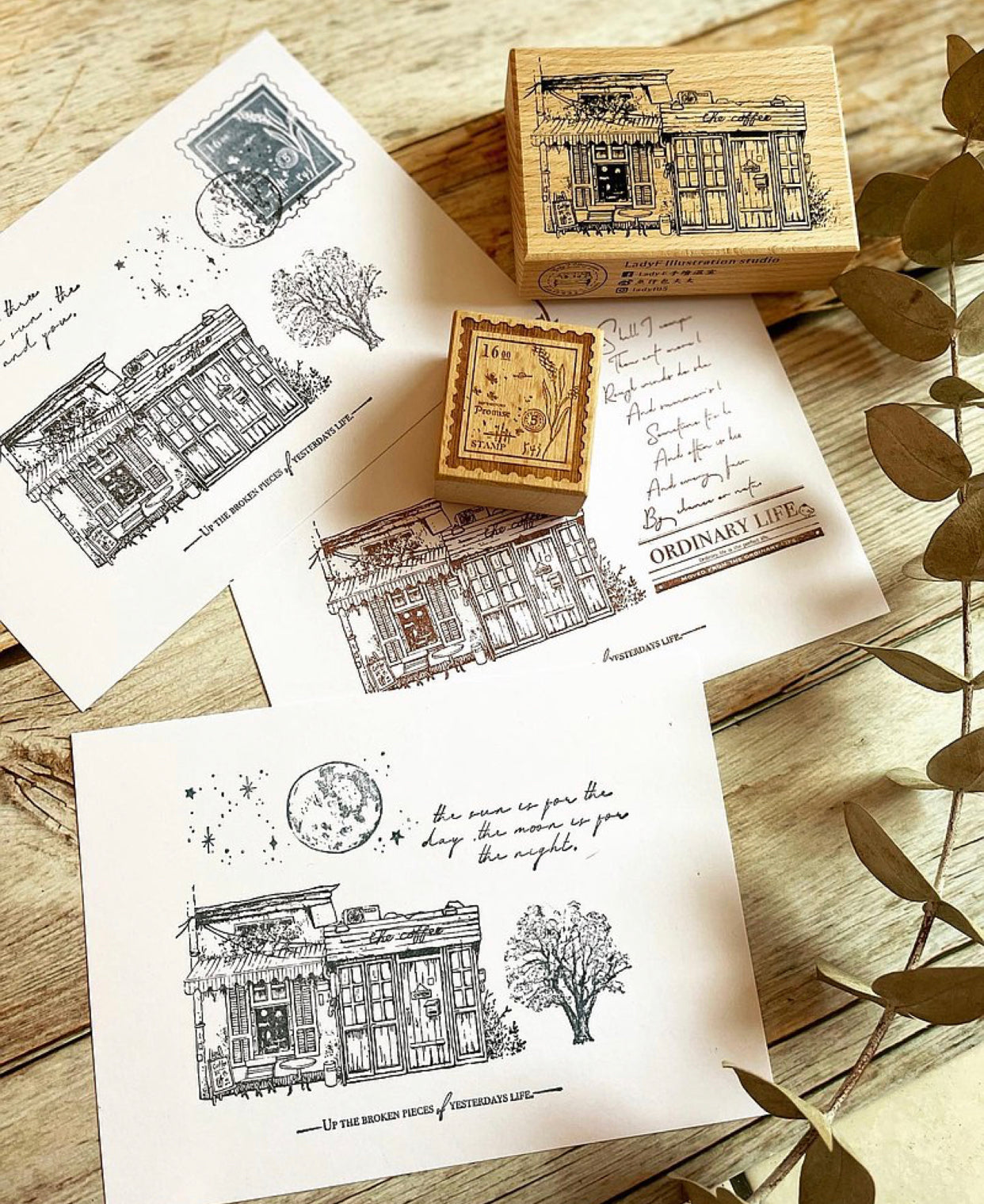 Lady F - Old House Coffee Shop | Rubber Stamp