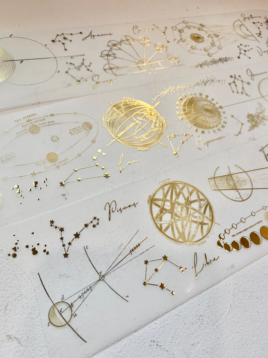Journal Pages - Galaxy | 7cm PET Tape | Gold Foil | Release Paper