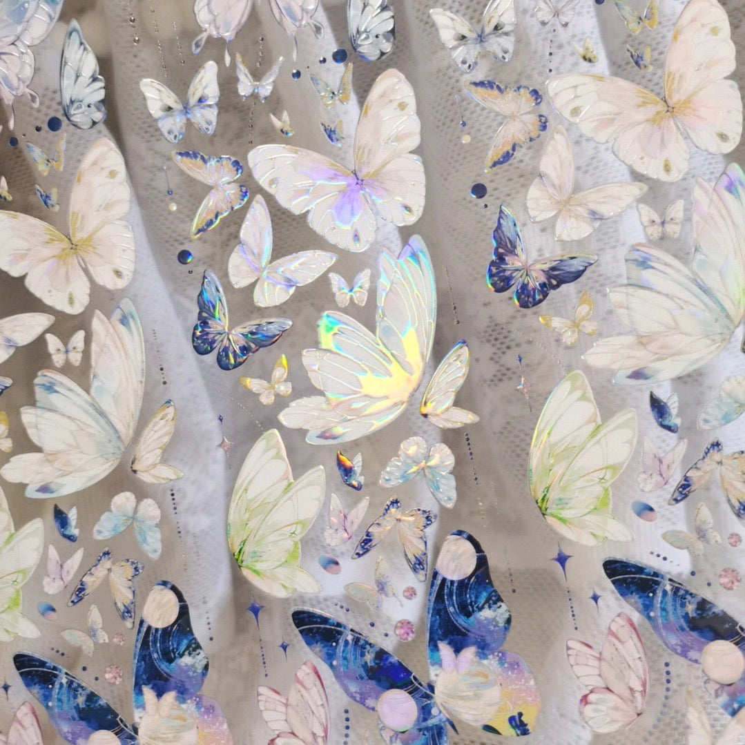 ZX Studio - Spring Butterfly | 6cm Laser Silver PET Tape | Release Paper
