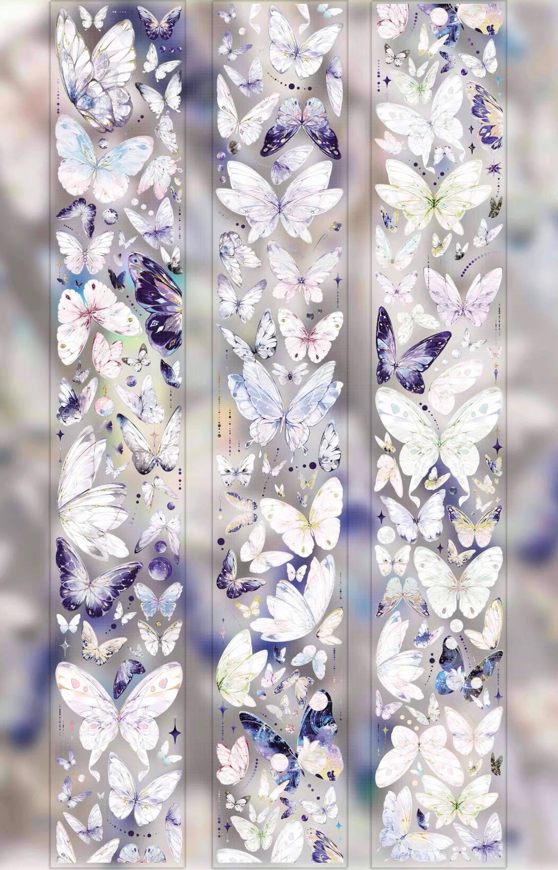 ZX Studio - Spring Butterfly | 6cm Laser Silver PET Tape | Release Paper