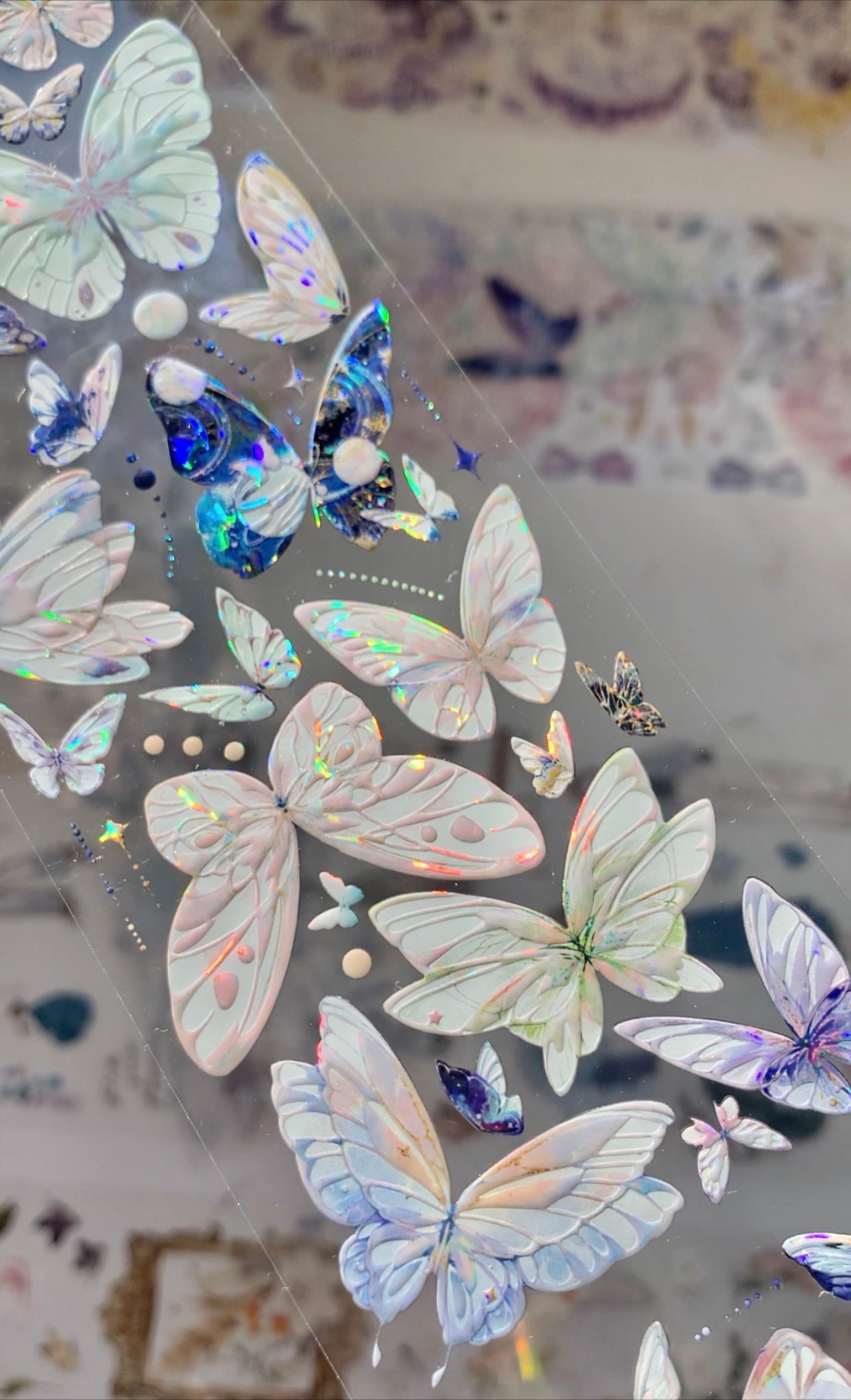 ZX Studio - Spring Butterfly | 6cm Laser Silver PET Tape | Release Paper