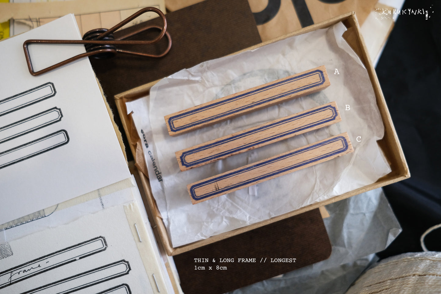 Kurukynki - Thin & Long - Longest Frame | 3pcs Rubber Stamp Set