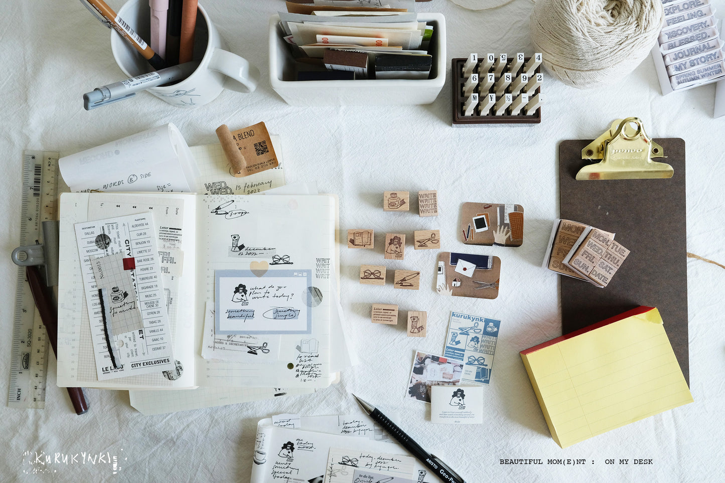 New Kurukynki - Beautiful Moment <Write> | 9pcs Rubber Stamp Set