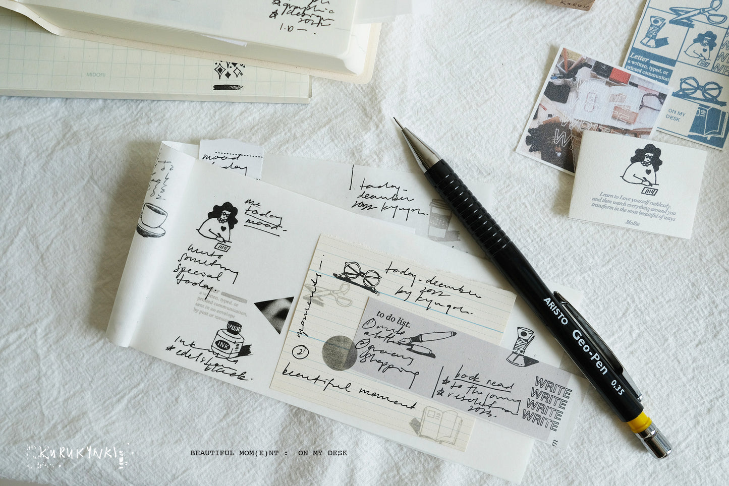 New Kurukynki - Beautiful Moment <Write> | 9pcs Rubber Stamp Set