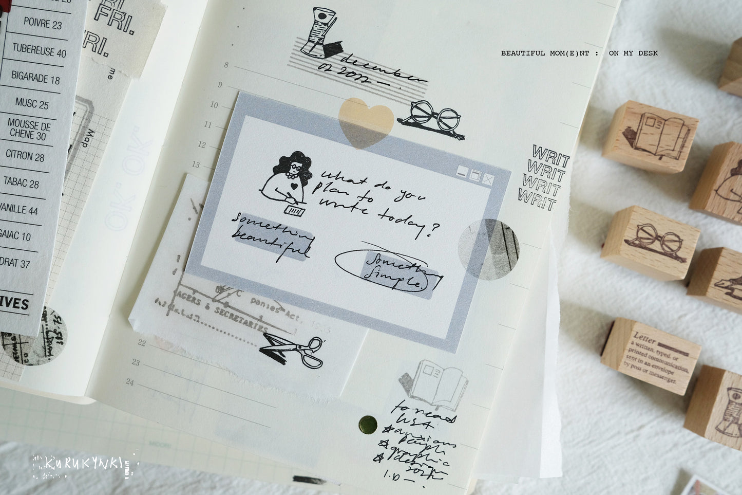 New Kurukynki - Beautiful Moment <Write> | 9pcs Rubber Stamp Set
