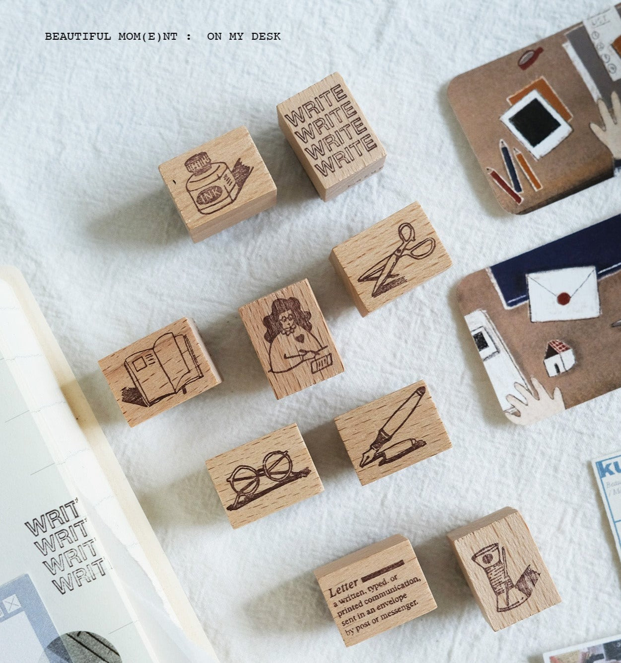 New Kurukynki - Beautiful Moment <Write> | 9pcs Rubber Stamp Set