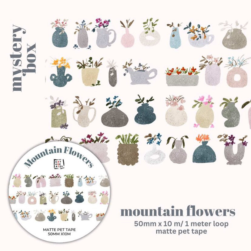 NEW! Katkreates Illustration - Mountain Flowers | 5cm PET Tape |  Release Paper