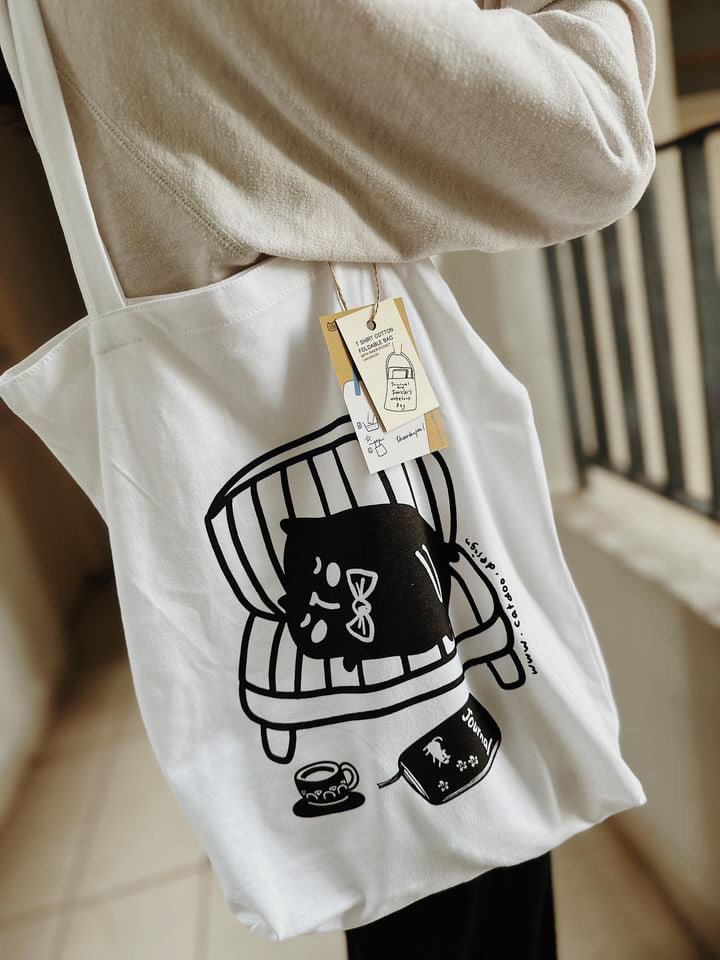 NEW! Catdoo - T-shirt Cotton Bag | Tote Bag |Journaling Accessories