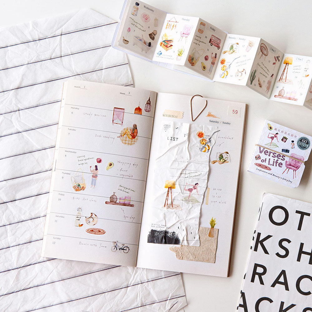 MU_lifestyle - Versers of Life | Page-turn | Kiss-cut | Washi Tape | Release Paper Book