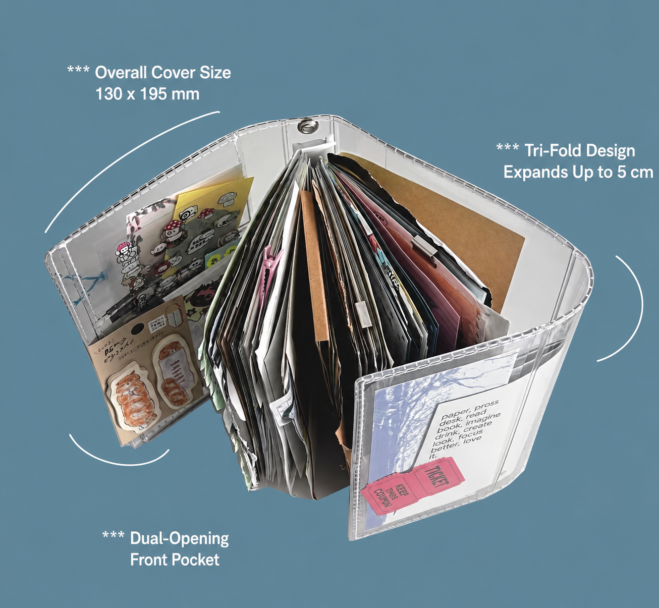 NEW! SEVENMINT | PVC Planner | A6 Folding 6-Ring Binder | Journaling Accessories