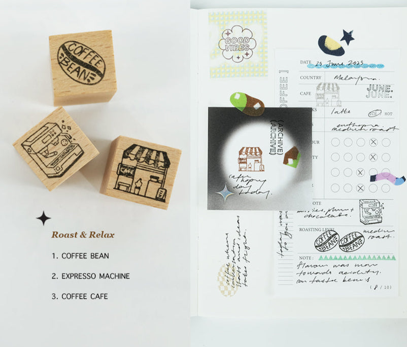 NEW! Kurukynki - Day to Day - Cafe Series | Mini Rubber Stamps