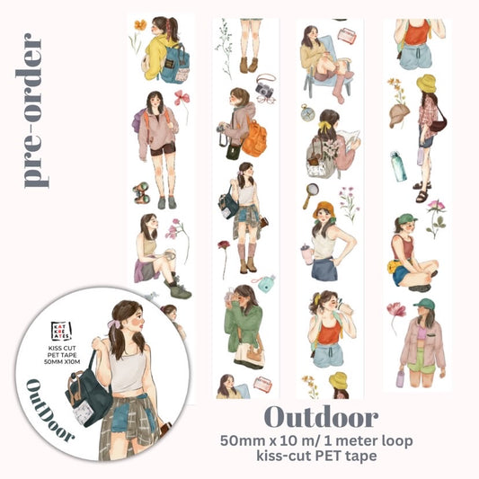 Katkreates Illustration - Outdoor | Kiss-cut | 5cm PET Tape |  Release Paper