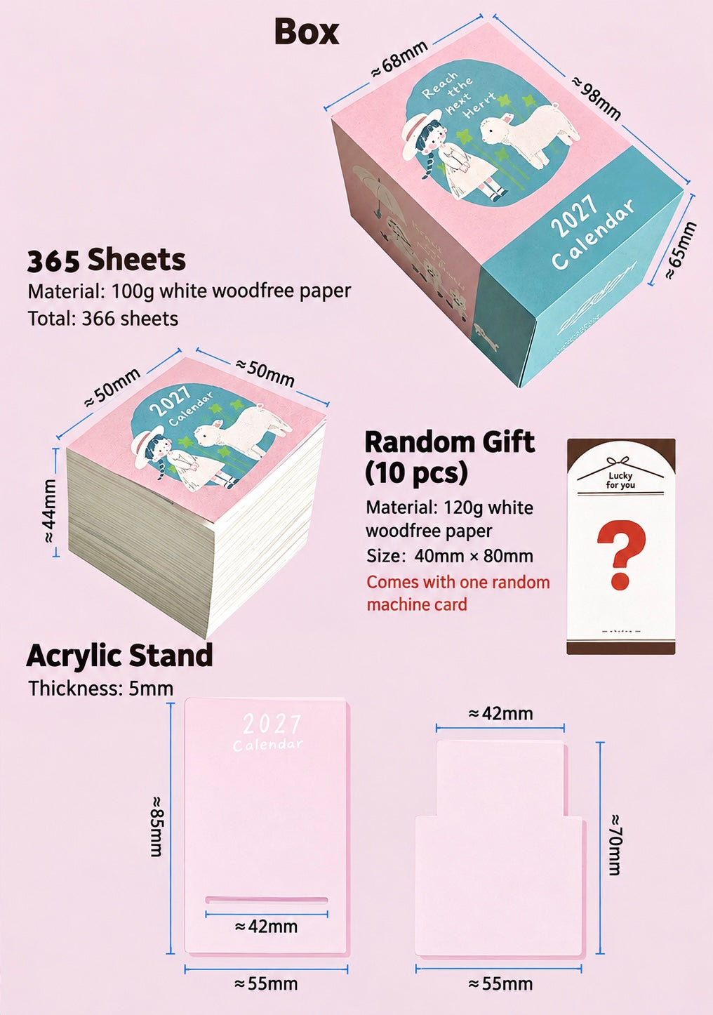 New! Molinta - 2027 Mini Calendar | Acrylic Base | Journaling Accessories | Desk Decor