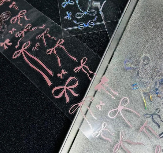 NEW! Life Tape - Pink Bowknot | Kiss-cut | Silver Foil | 4.5cm PET Tape | Release Paper | 5M