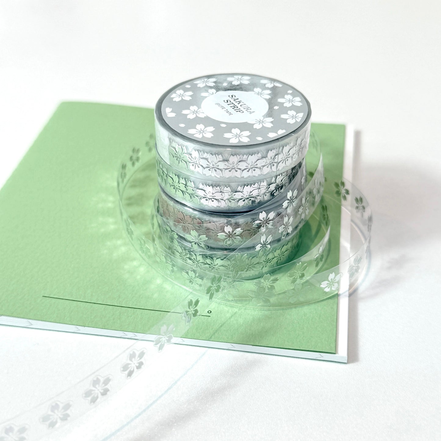 NEW! Life Tape - Sakura Strip | Kiss-cut | Silver Oil | 1cm PET Tape | Release Paper | 5M