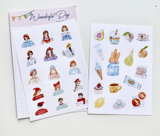 NEW! Lynn Illustration - Wonderful Day | Washi Paper Sticker | 2 Sheets Sticker