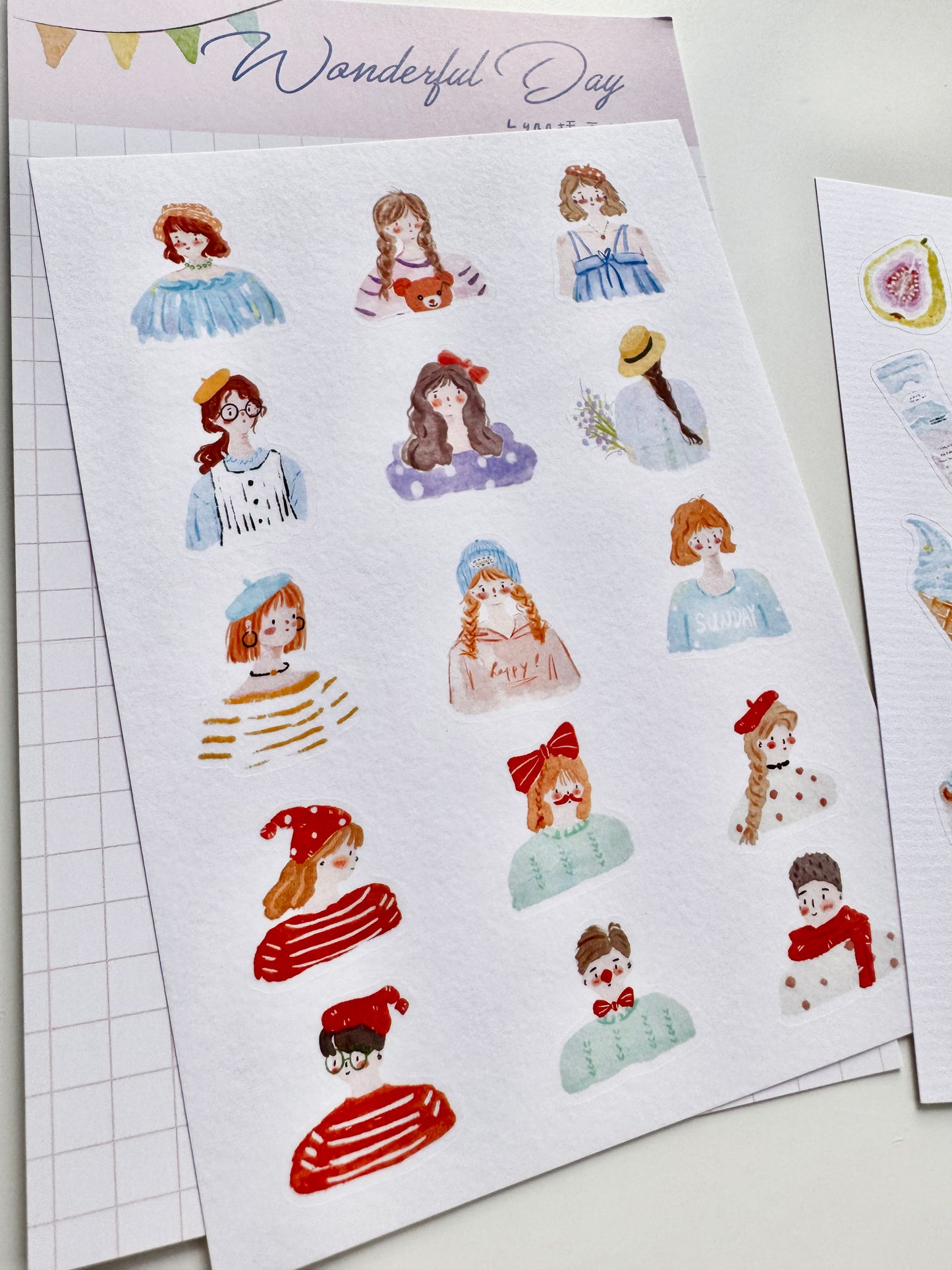 NEW! Lynn Illustration - Wonderful Day | Washi Paper Sticker | 2 Sheets Sticker